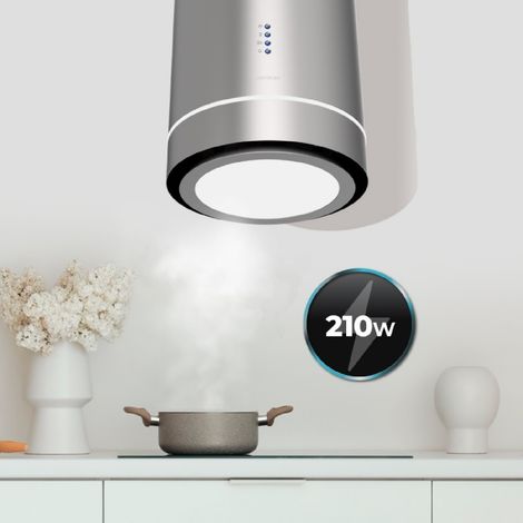 Cecotec Campana Extractora en Isla Redonda 38cm Bolero Flux Ire 388000 Inox A++. Succión 712m3/h, Motor 210W (1/5)