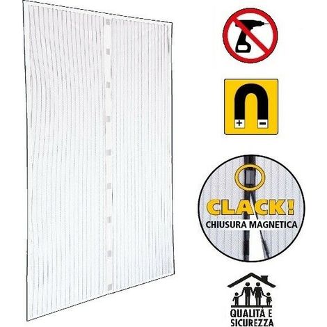 Irs Zanzariera a Tenda Magnetica per Porte Bianco 120cm 2 Pannelli da 60cm x 240cm (1/10)