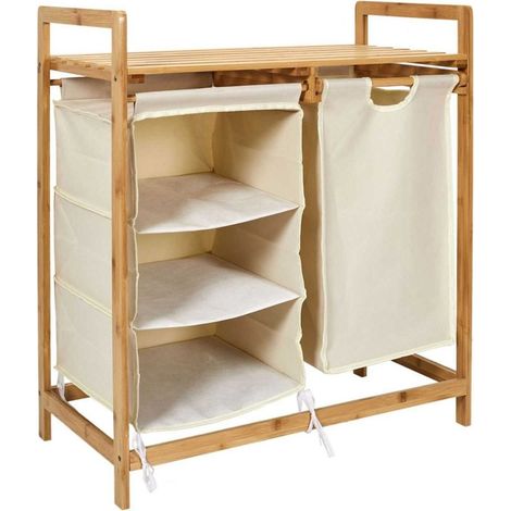 Meuble rangement compartiments support bambou (1/5)