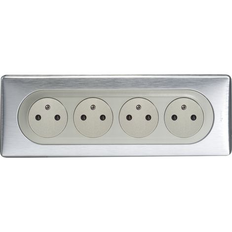Legrand – Prise de courant quadruple Céliane surface – Aluminium – Encastrable – Compatible avec commande vocale – Pour espaces confinés