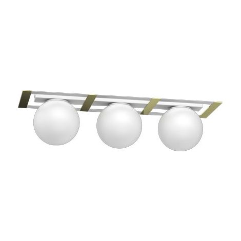 Plafonnier Luminex Satelit blanc/or boules verre 3xE27