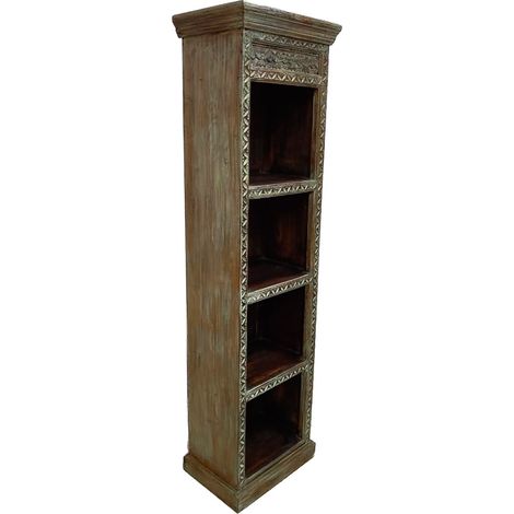 Estantería librería de madera acabado artesanal marrón 51x35x183h cm (1/4)