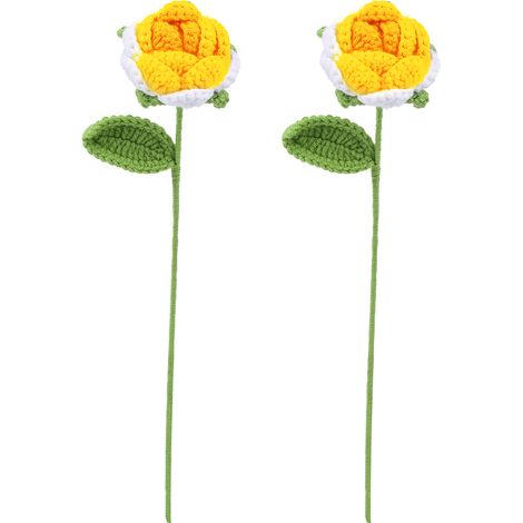Luxuriöser künstlicher Blumenstrauß, 2-teilig, Milchweiße Baumwollrosen, Gelber Farbverlauf (1/5)