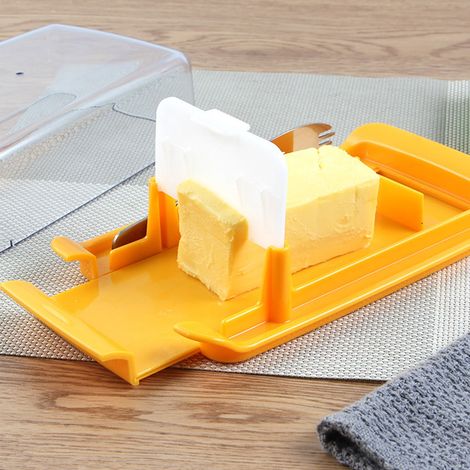 Butter Slicer Box - Plastic Butter Cutter with Transparent Lid - Refrigerator-Safe Kitchen Storage Container for Butter and Cheese - 19 x 11 x 5.5 cm - 1 Piece (1/5)
