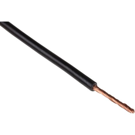 Fil électrique RS PRO 2491X, 30 1,5 mm² 15 AWG Non blindé, 750 V, PVC Noir, 100m ( Prix pour Bobine de 100 Mètres )