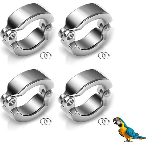 4 pièces Anneaux de Pied d'oiseau robust hart stark nicht leicht zu rosten Papageien Vogel-Knöchelring drehbarer Klemmring (1/4)