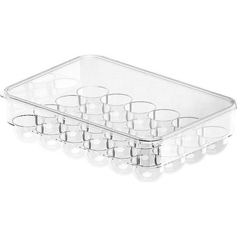 Boîte de rangement pour œufs au réfrigérateur, transparente et peu encombrante, avec couvercle, pouvant contenir 18 ou 24 œufs. Couleur : 24 compartiments. (1/4)