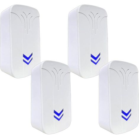 Lot de 4 répulsifs à ultrasons électroniques contre les moustiques, les insectes, la lutte contre les rats, pour l'intérieur, anti , mouches, souris, araignées 10x5.8x4.5cm