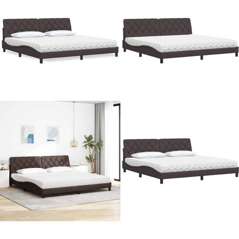 Bett mit Matratze Dunkelbraun 200x200 cm Stoff - Schlafzimmerbett - Matratze für Schlafzimmer (1/5)