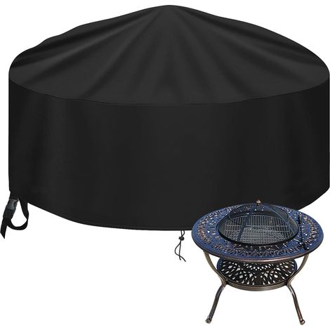 Housse de protection ronde imperméable pour foyer - Résistante aux intempéries - Anti-UV - Tissu Oxford 600D indéchirable - Pour terrasse, jardin, barbecue (Ø77 x 31 cm)