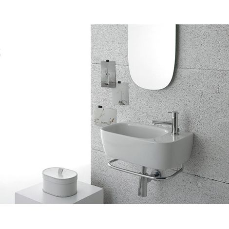 Lavabo Genesis sospeso 50x30 rettangolare bianco lucido di