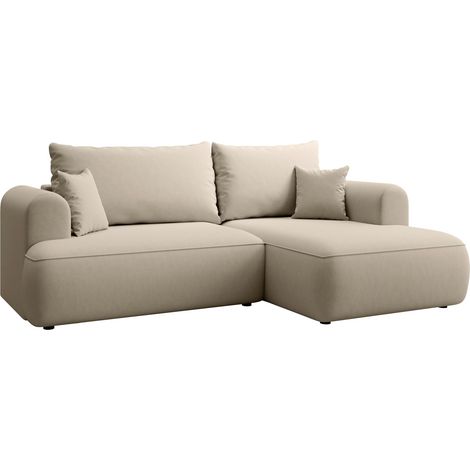 Selsey Ovo Mini - Eckschlafsofa rechtsseitig mit Stauraum, Easy-Clean-Samtbezug, hellbeige (1/5)