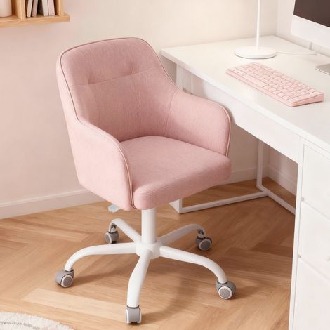 Chaise de bureau, chaise pivotante, chaise de bureau, réglable en hauteur, pour bureau, chambre à coucher, rose