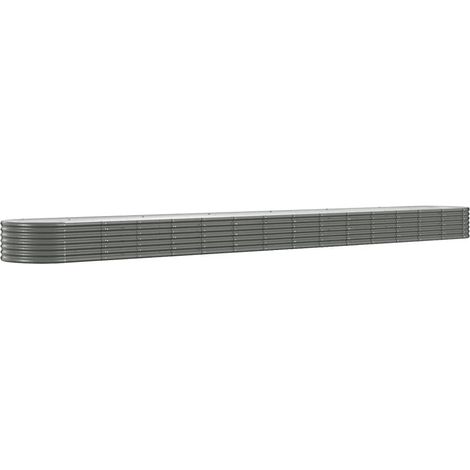 Vassoio per fioriera aiuola rialzata piante fiori terrazza giardino giardino acciaio verniciato a polvere 620 x 80 x 36 cm grigio 020039682
