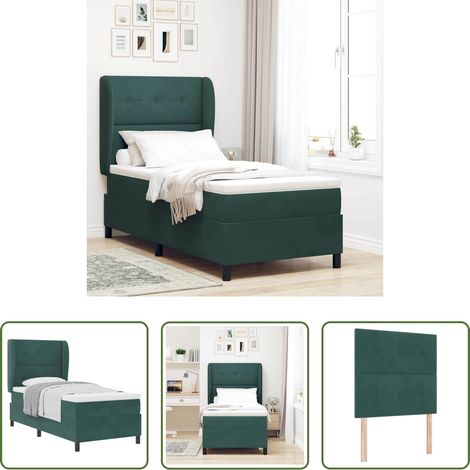Matratze - Boxspringbett mit Matratze Dunkelgrün 190 x 90 cm Samt (1/5)
