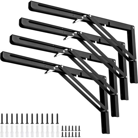 Set di 4 staffe pieghevoli per mensole, cerniere angolari, portata elevata, salvaspazio, per tavolo pieghevole, montaggio a parete, carico massimo 75 kg (400 mm) (1/5)