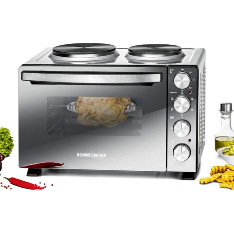 Rommelsbacher KM 3300: Piccola Cucina con 2 Piastre e Forno da 30L, 3250W, Colore Argento e Nero (1/4)