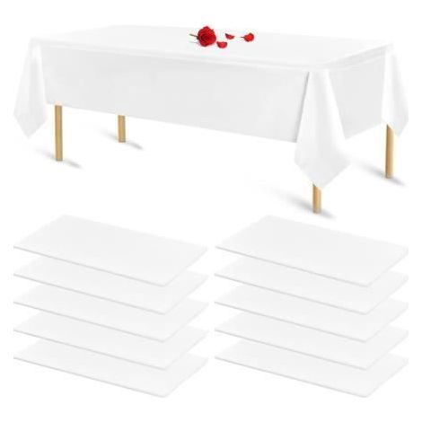 Nappes jetables - Blanc - Lot de 10 - 54 x 108 pouces - Imperméable - Anti-taches (1/4)
