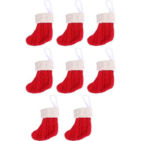 Set de couverts de Noël en bas de Noël (8 pièces), réutilisable, support à couverts de Noël, set de vaisselle de Noël, décorations de Noël, petites bas de Noël, poche pour bonbons (1/5)