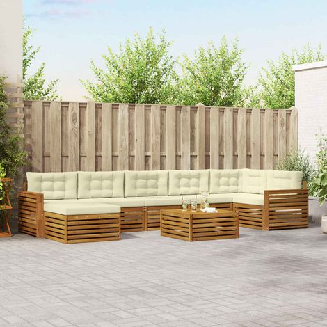 vidaXL Outdoor-Sofagarnitur mit Kissen 8 pcs Natur und Creme (1/5)