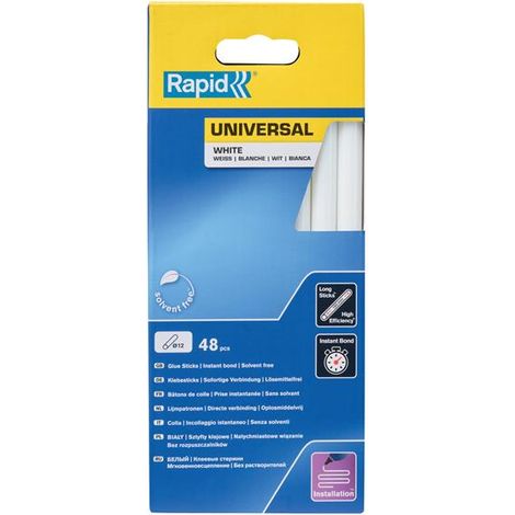 Rapid 5001412 Universal Glue Sticks, White 12 x 190mm (Pack 48) RPD5001412