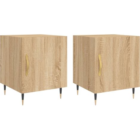 Set 2 comodini con vano con anta 40 x 40 x 50 cm in multistrato color rovere DEC035269