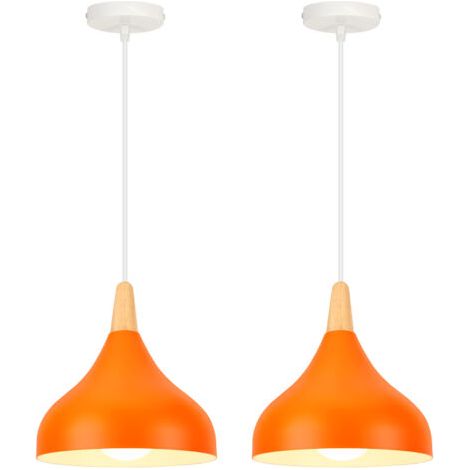 royaluxe- (2PCS)Plafonnier D'Intérieur Lampe À Suspension Moderne Lustre Minimaliste Abat-Jour En Métal, Orange Pour Chambre À Coucher, Cuisine, Bureau, E27 (1/5)