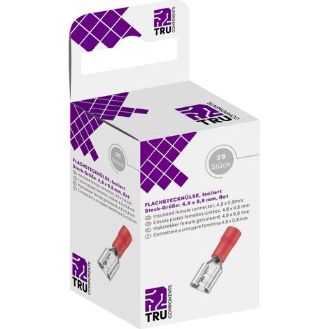 TRU COMPONENTS T1904C106 Flachsteckhülsen-Sortiment Steckbreite: 4.80 mm Steckdicke: 0.80 mm 180 ° (1/2)