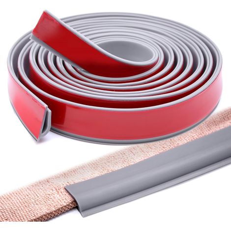 Bande de bord autocollante pour tapis, profil de transition en PVC, bande de transition autocollante pour tapis, 3 m, bande de transition de tapis à sol en bois, gris (1/5)