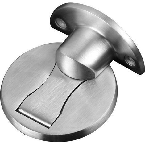Butée de porte magnétique en nickel satiné brossé - Fermeture magnétique invisible - Avec adhésif - En acier inoxydable - Argenté (1/5)