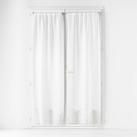 Paire de voilages passe-tringle 2 x 70 x 240 cm – Voile tissé CARLIN – Naturel (1/3)