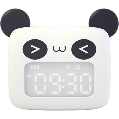 RéVeil pour Enfants RéVeil NuméRique Animal Mignon pour Enfants Horloge de Chevet Minuterie de RéPéTition pour Enfants Recharge USB (Blanc)