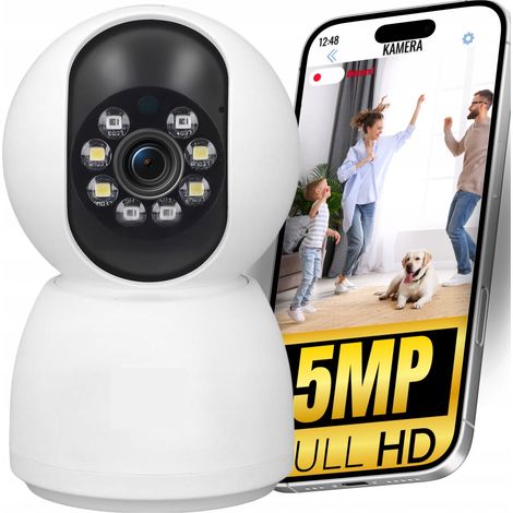Telecamera IP da 5 MP con zoom, per interni, ruotabile, Wi-Fi, rilevamento allarme, FHD, intelligente (1/5)