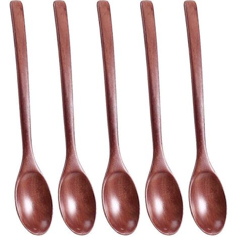 Spoons Wooden Soup Spoon 5 Pieces Eco Wooden Ladle Spoon Set-- (1/5)