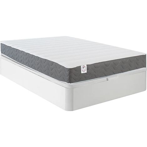 Ensemble 160 x 200 cm sommier coffre blanc + matelas mousse HD mémoire de forme et tissu 3D respirant ép.18cm - HEAVEN de YSMÉE (1/5)