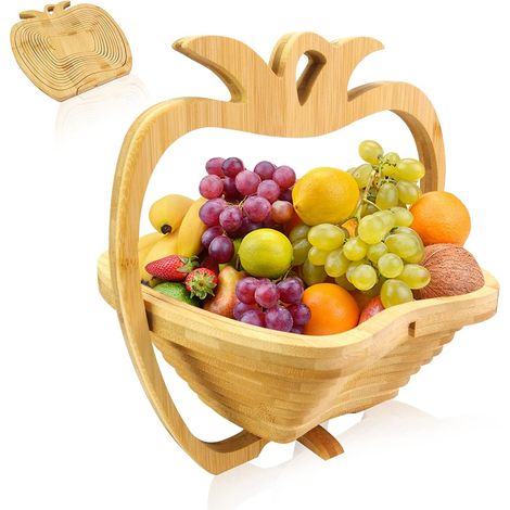 Paniers à fruits pliables - paniers à fruits et légumes en bambou - coupes à fruits - parfaits pour les fêtes décoratives (1/5)