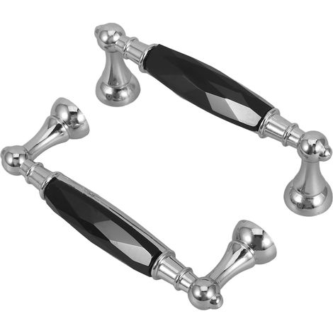 Poignées de Meuble en Verre Noir, Lot de 2, Entraxe 9,6cm (1/5)