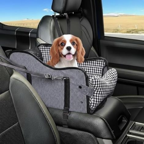 Hundeautositz mit Mittelkonsole, Welpenautositz, Mittelkonsole für kleine Hunde (Grau) (1/5)