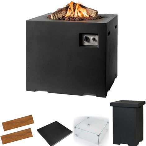 Happy Cocooning Mania Feuertisch Lounge&Dining Komplettset 19,5 kW quadratisch 76x76x67 cm Beton-Opt (1/5)