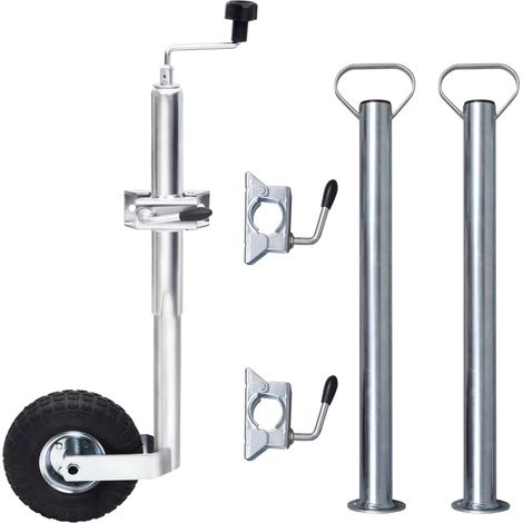 Rueda de remolque 48 mm con 2 tubos de soporte y 3 abrazaderas