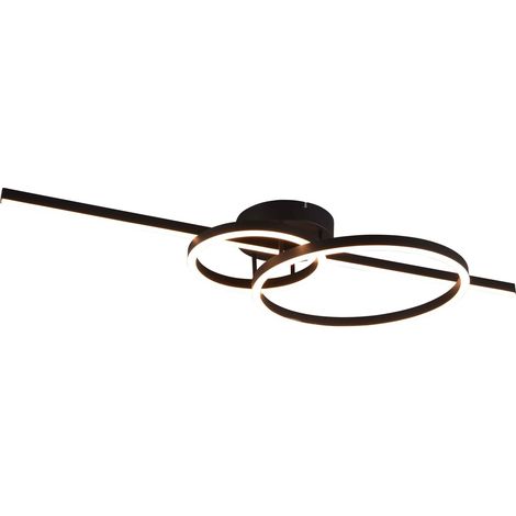 MONTILLA PLAFONIERA BACCHETTA E DOPPIO CERCHIO METALLO NERO CON TELECOMANDO MULTIFUNZIONE L. 100CM  LED 54W 6300lm, 2700 - 6000K DIMMERABILE (1/5)
