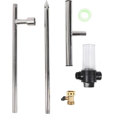Arroseur racinaire en acier inoxydable à racines profondes avec flacon d'engrais, lance d'arrosage, système d'irrigation, piquet d'arrosage avec valve et poignée en T (1/4)