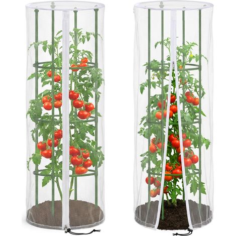 2 Pieces Filet Rond pour tomates, Filet de Protection Anti-Insectes pour Tuteurs à tomates, Filet de Jardin avec Fermeture éclair, Convient aux Plantes grimpantes Verticales et aux légumes (1/5)