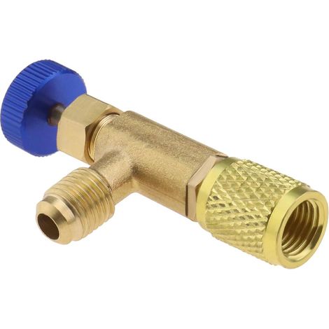1 - Vanne de Charge - Soupape de Sécurité - Laiton - Filetage 1/4" Mâle à Femelle - Pour Climatisation R22 - Contrôle de Débit - Doré (1/5)