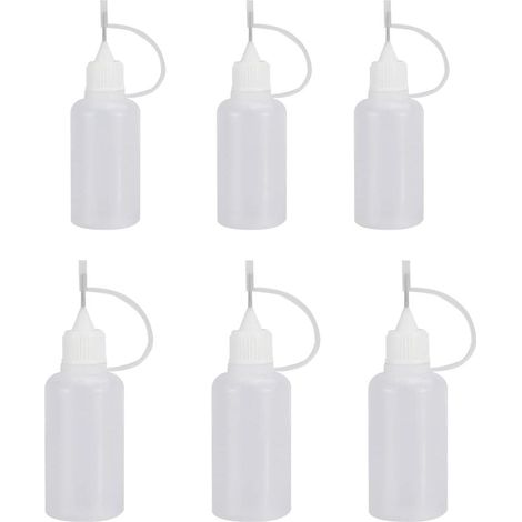 6 flacons pipette souple 5 ml/10 ml – bouteille colle vide précision pointe aiguille