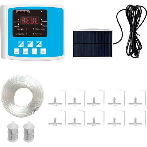 SJLERST 10 mètres d'abreuvoir automatique à pompe unique alimenté par énergie solaire, Alimentation solaire / Chargement par micro USB Mémoire de panne d'électricité Fonction d'alerte vocale Design su (1/5)