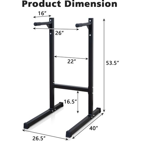 Estación de dips de hierro negro con mangos de espuma, 101 x 67,3 x 135,9 cm, carga 226 kg OKMYHOME (1/5)