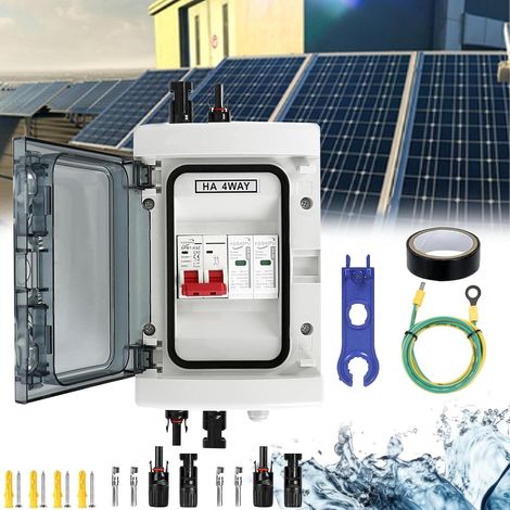 Protection Contre Les Surtensions PV, Disjoncteur 1 Entrées 1 Sorties DC Disjoncteur Protection Contre Foudre 1 Chaînes 1000V DC 40A 20-40KA Boîte Connexion du GénéRateur Boîte Connexion Solaire IP65 (1/5)