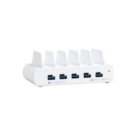 Compulocks 5 Ports USB Charging Dock Station Smartphone, Tablet Bianco AC Interno (5 PORTS USB CHARGING DOCK - STATION WITH EU PLUG)