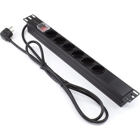 Bloc d'alimentation 19" 6 X Schuko 6" Rack avec interrupteur Pour la mise en réseau (1/5)